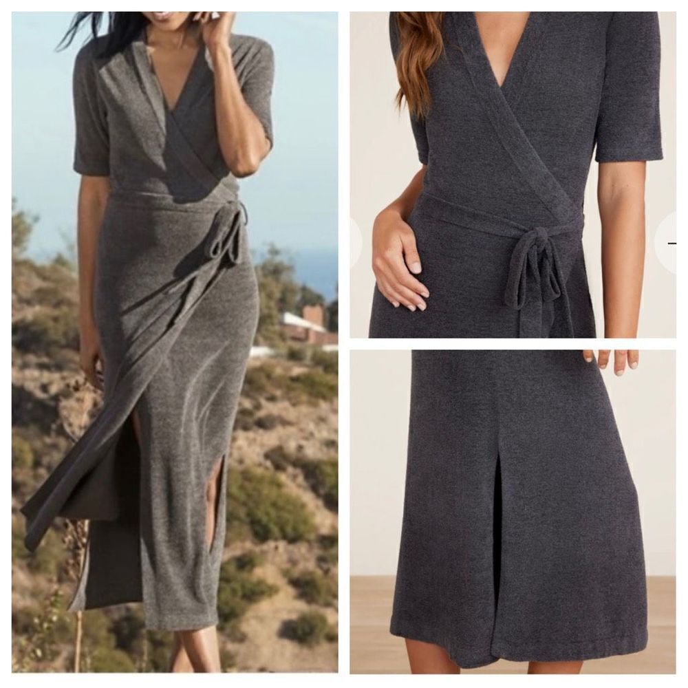 Barefoot Dreams CozyChic Ultra Lite® Wrap Dress In Carbon Size Large